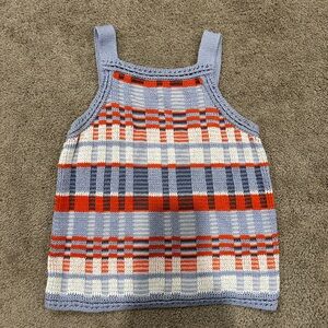Worn once Banana Republic Blue Orange & White Plaid Apron Sweater Knit Tank Top
